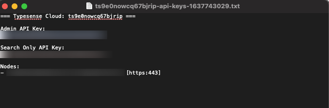 API Keys Text